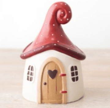 Folk Art Toadstool Fairy House - Red - 13cm