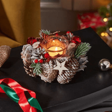 Frosty Christmas Candle Holder - 15cm