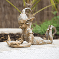 Garden Pixie - Bronze Effect - Lying Pixie - 35cm.