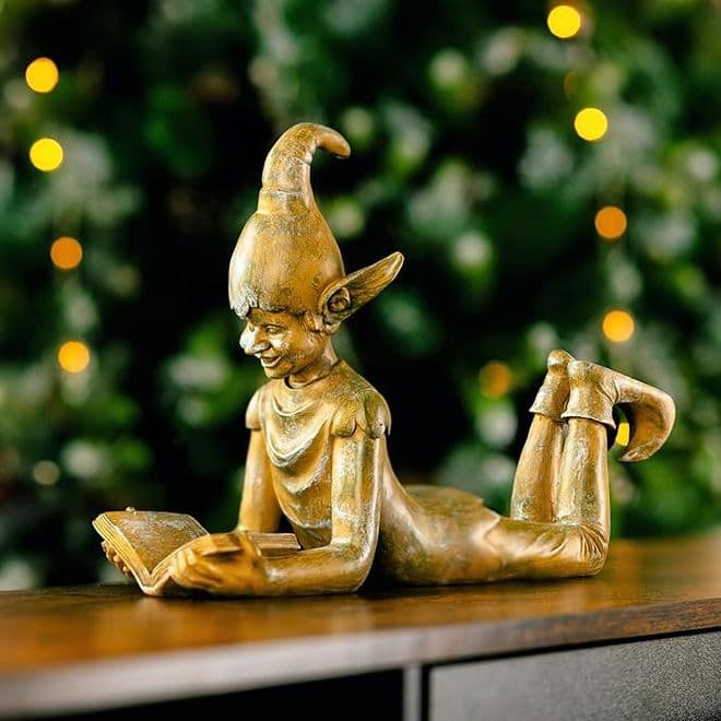 Garden Pixie - Bronze Effect - Lying Pixie - 35cm.