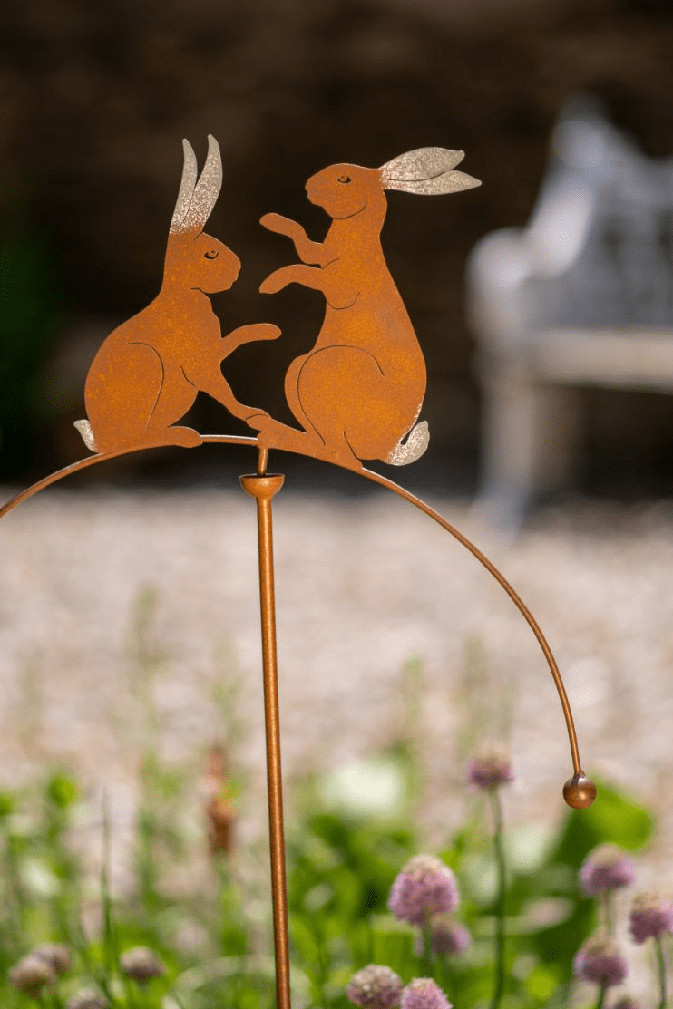 Garden Rabbits - Metal Border Balancer Stake.