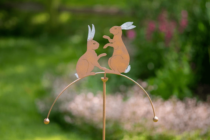 Garden Rabbits - Metal Border Balancer Stake.