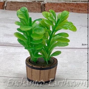 Gardeners World Miniatures - Garden Shrub in a Barrel Planter -9cm
