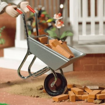 Gardeners World Miniatures - Silver garden wheelbarrow - 5cm