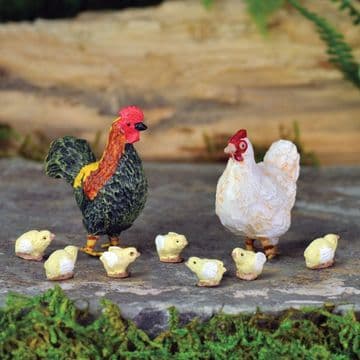 Georgetown Fiddlehead Chicken & Chick set (set of 8)