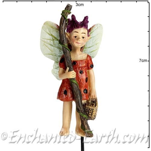 Georgetown - Fiddlehead - Swamp Fairy on a stake - Ladybug- 6cm.