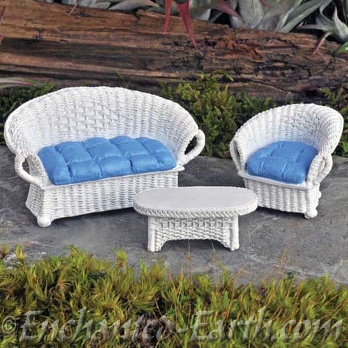 White Wicker Style Garden Furniture.