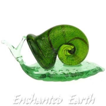 Glass Handmade Garden Snail - Green