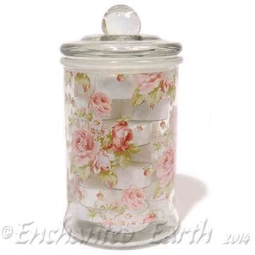 Glass Jar with 21 Fresh Cut Rose Scented Tea Lights