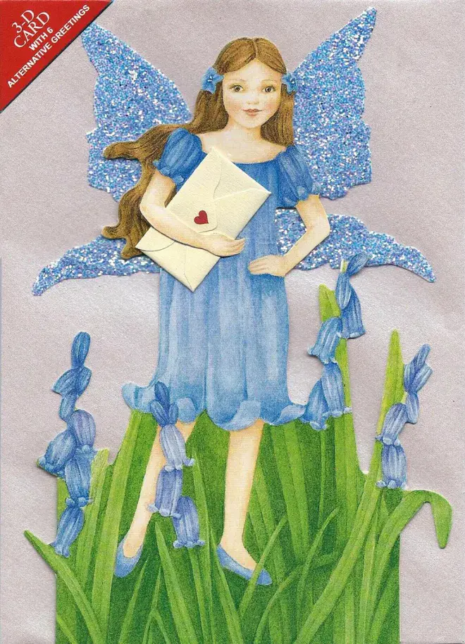 Glitter Wing Fairy Greeting Card -Bluebell Fairy.