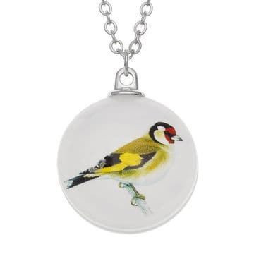 Goldfinch Necklace - Double sided - Glass pendant on 18" chain