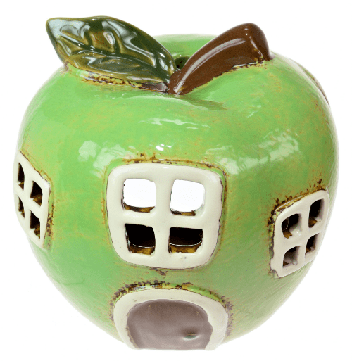 Green Apple Tea light House - Ceramic - 13cm.