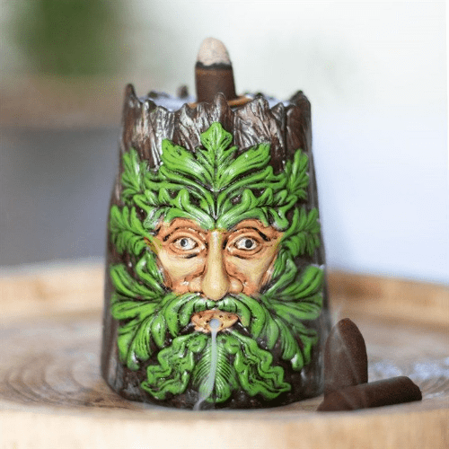 Green Man Backflow Incense Burner - 11cm.