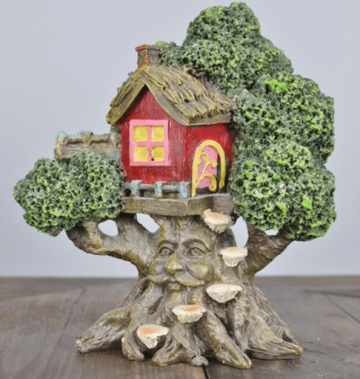 Green Man Fairy Treehouse - Red - 18cm