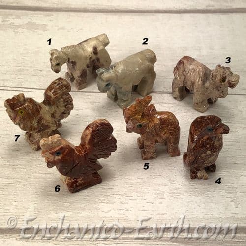 Hand Carved Soap Stone Animals.