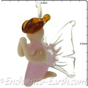 Hand made Glass Good Luck Wishing Fairy -Pink