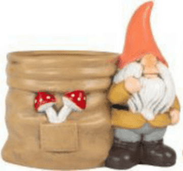 Hand Painted - Ceramic Gnome Planters - 14cm - Peach Hat