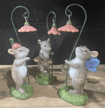 Hand Painted Fairy Mice - Resin Garden Ornament - 12cm