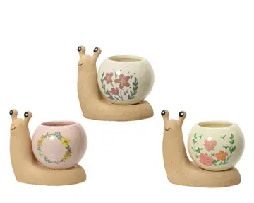 Handmade Painted Snail Planters - Choose from 3 Colours