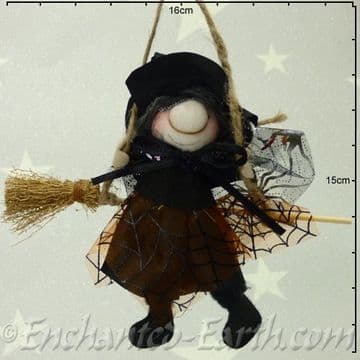 Handmade Rustic - Hanging Witch - Bailey in Black - 12cm