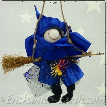 Handmade Rustic - Hanging Witch - Berni in Blue - 12cm
