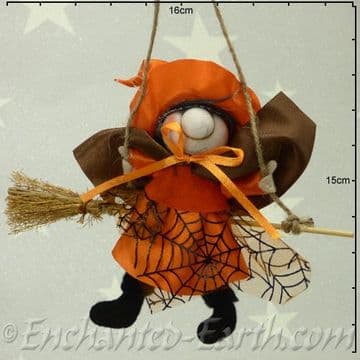 Handmade Rustic - Hanging Witch - Olivia in Orange