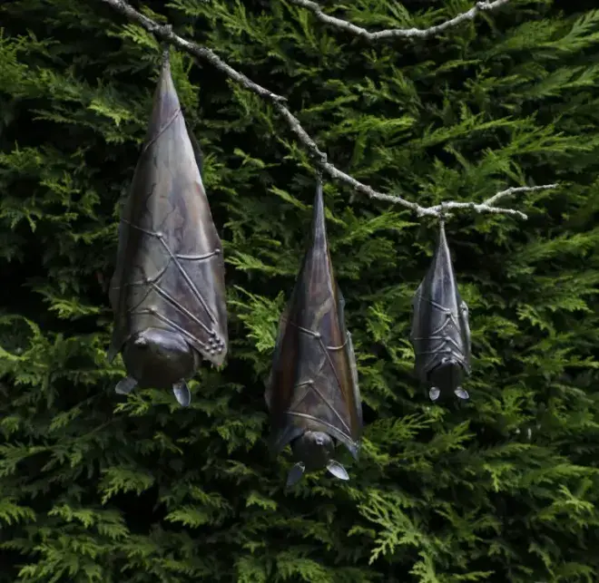 Hanging Bat - made form 100% Recycled Metal - 3 sizes to choose from.