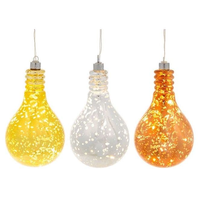 Hanging Glass Light Bulb with LED Fairy Lights - 3 colours to choose from.