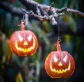 Hanging Jack O Lantern Tea - Light Holder - made form 100% Recycled Metal.