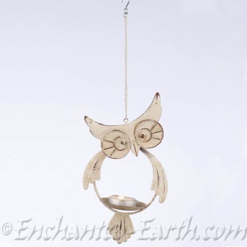 Hanging Metal Tea-Light Owl.