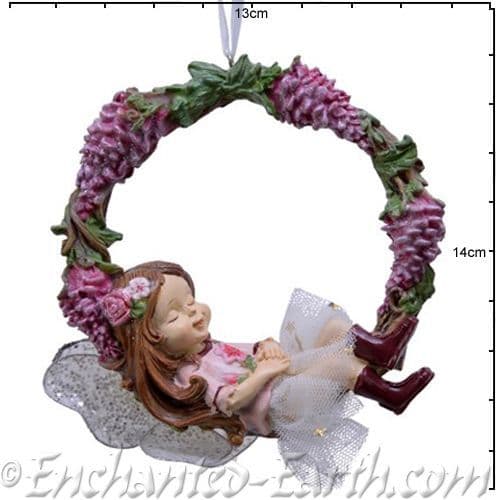 Hanging Wreath Fairy - Christmas Wisteria Fairy - 13.5cm.