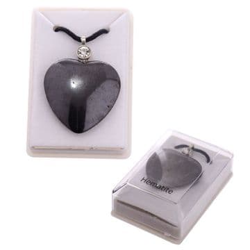 Healing Stone Pendant - Hematite with Crystal & black cord Necklace
