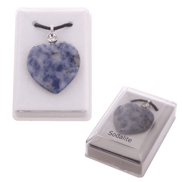 Healing Stone Pendant - Sodalite with Crystal & black cord Necklace.