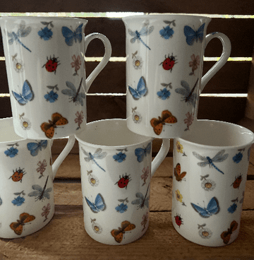 Health Macabe Collectable Fine China Mug - Garden Insects & Flowers