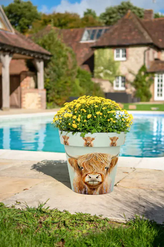 Highland Cow Eco Planter - 100% Recycled Plastic - 30cm.