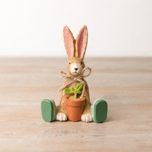 I love My Plants - Rabbit with a Pot Plant - 12cm.