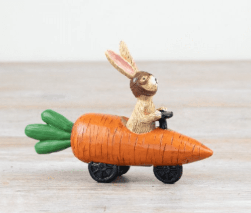 Jasper Rabbit in a Carrot Car -15cm.