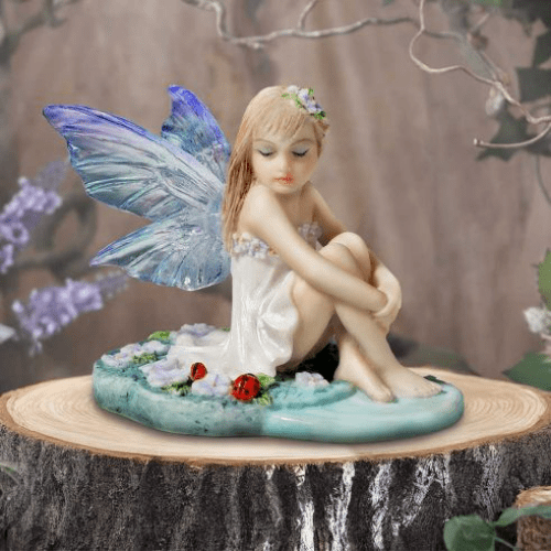 PRE ORDER - Jenna - Serene fairy with purple lilies and ladybugs.