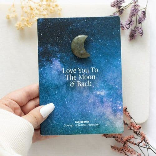 Labradorite Crystal Moon Greeting Card.