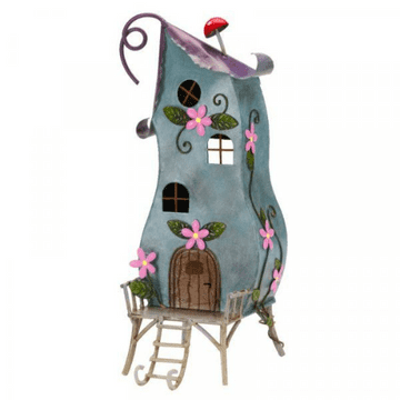 Large 33cm - Colourful Metal Fairy House - The Pixie Palace