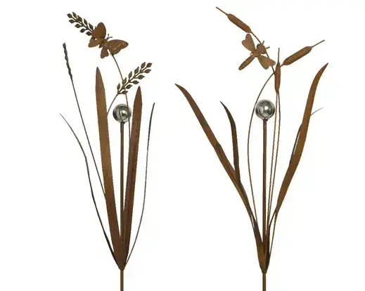 Large Aged Metal Garden stakes - Choose from Butterflies or Dragonflies - 145cm Tall/