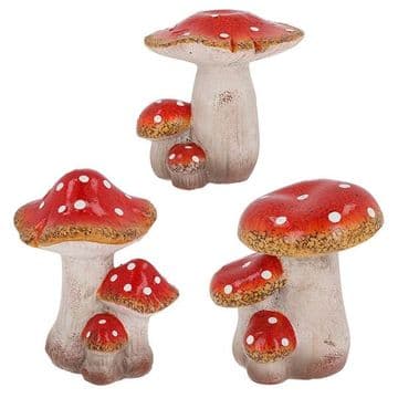 Large Ceramic Magic Triple Mushrooms - Pack of 3 - 16cm