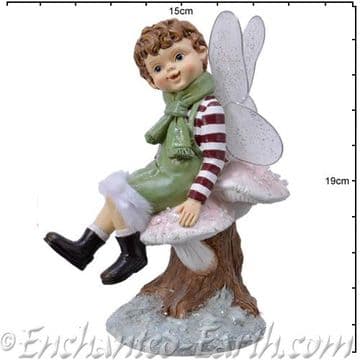 Large Flower Fairies - Robin with Pink Toadstools - 20cm