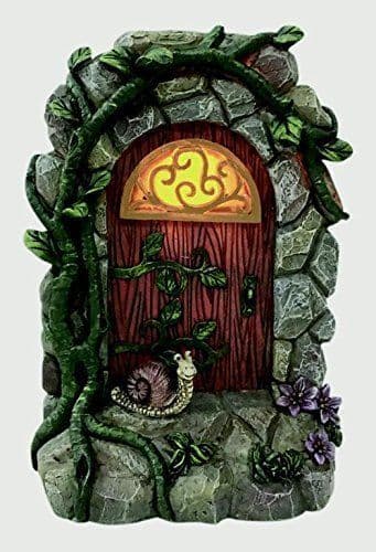 Large Garden Solar Fairy Door - with Cute Snail - 19cm