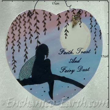 Large heart shaped plaque - Faith Trust & Fairy Dust - 17cm