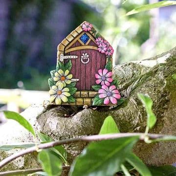 Large Heavy Whimsy Gates - Pink Fairy Cottage Fairy Door - 15cm