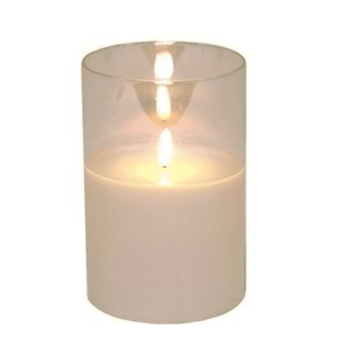 Large LED Glass Lustre Flickering Candle - 15cm.