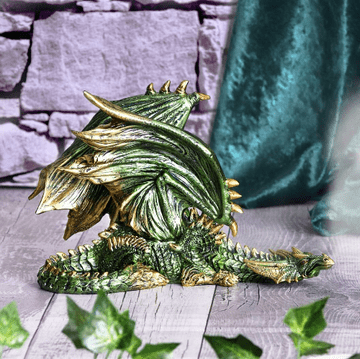 Large Magical Green Dragon - Emerald Rest - 25.3cm