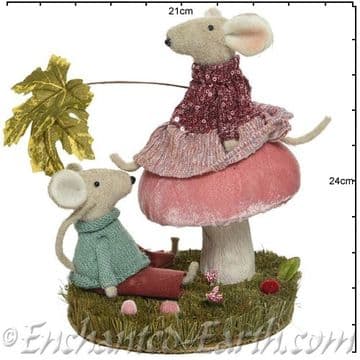 Large Magical Pink Forest Mushroom with Mice - 30cm