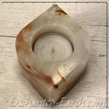 Large Natural Onyx Tear drop Tea light holder - 9.5cm